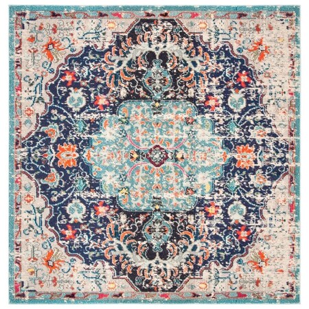 Safavieh 3 x 3 ft. Madison 400 Power Loomed Square Area Rug Black & Teal MAD447Z-3SQ